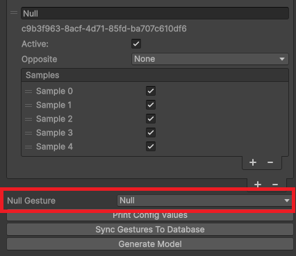 Null gesture selection