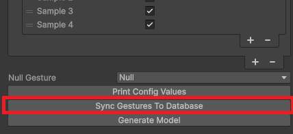 Sync gestures to database